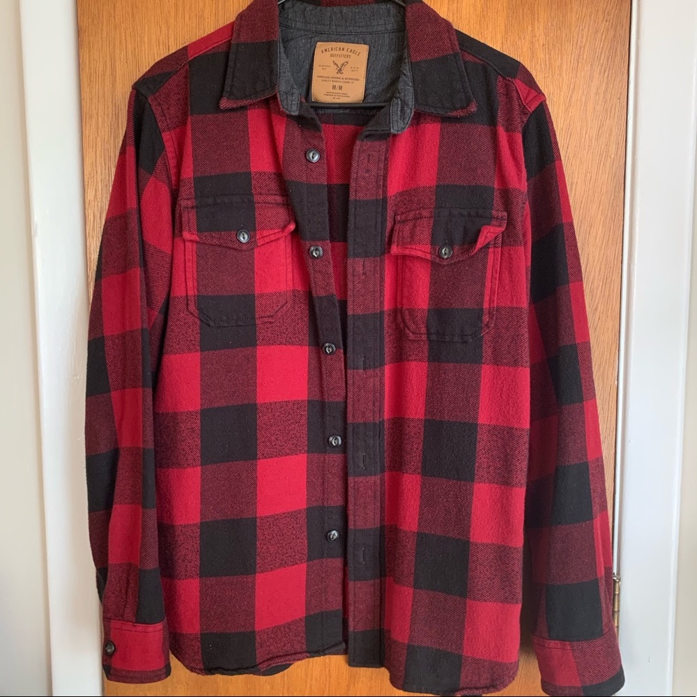 Red and black flannel shirt